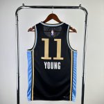 NBA 11 Young Atlanta Hawks 23-24 city Maillot noir imprimé